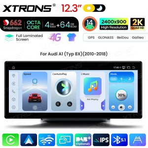 XTRONS QBA24A1 12.3" AUDI A1 MMI RMC, 3G/3G+ Multimeedia Android 14.0 Octa-Core 4G